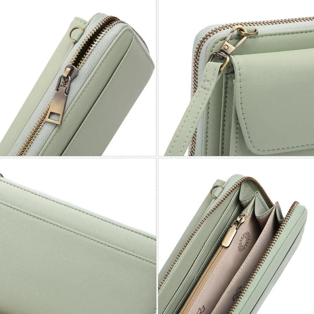 Women Z02 Green Phone Purse Crossbody Bags for Small Travel Wallet Touch Screen